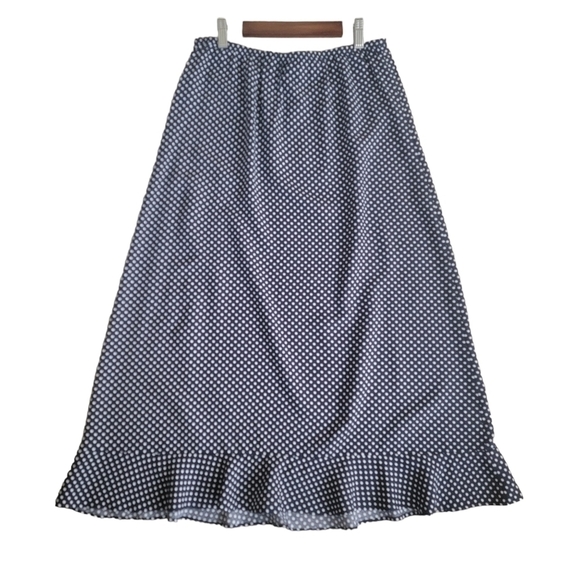 Christopher & Banks Dresses & Skirts - CHRISTOPHER & Banks Navy and White Polka Dot Ruffled Hem Skirt
